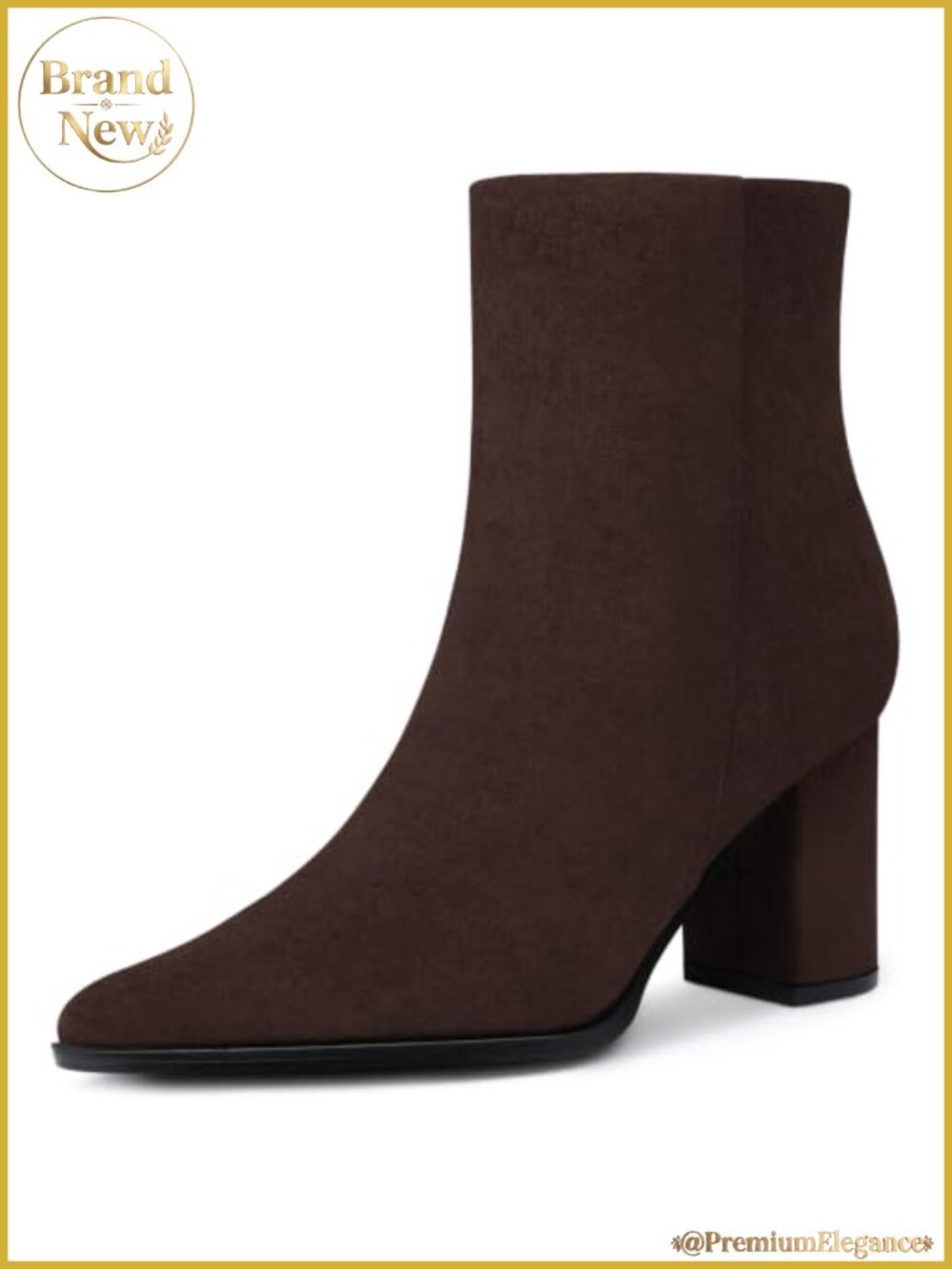 Women's Chunky Heel Ankle Boots Pointed Toe Side Zip Booties